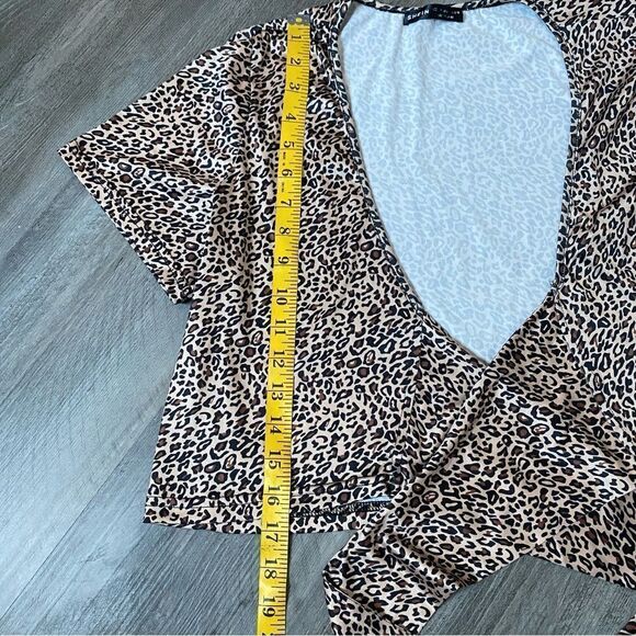 SHEIN Leopard Wrap Top Multi Way Crop Large Animal Print - Picture 5 of 9